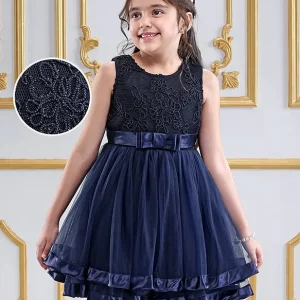 Mark & Mia Woven Sleeveless Party Frock – Navy Blue