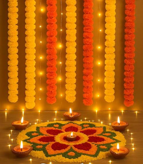 Artificial Marigold Garland Set of 10