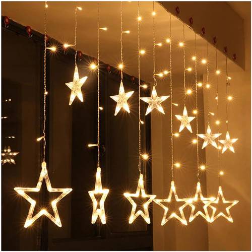 The Purple Tree Star Curtain LED Lights for Diwali Decor